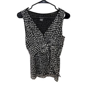 Ann Taylor Dot Tie Waist Blouse Size 2 Black69